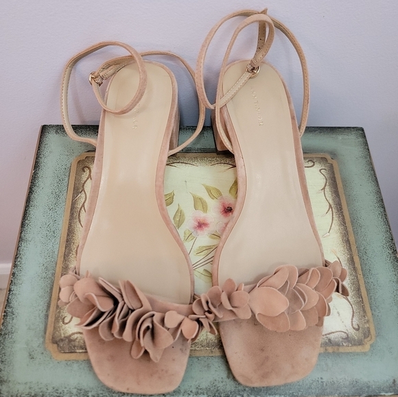 Ann Taylor Shoes - Ann Taylor Tan Suede Wrap Around Ankle Strap Sandals Size 9.5